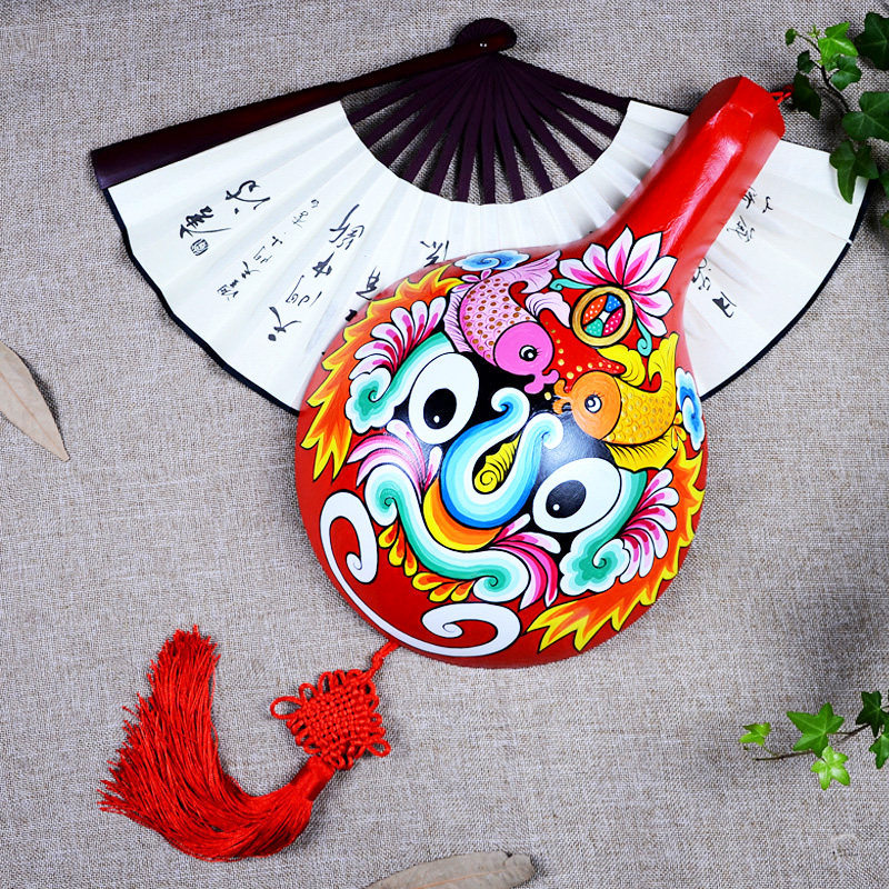 陕西民间社火马勺手绘葫芦京剧脸谱画挂件中国特色工艺礼品送老外