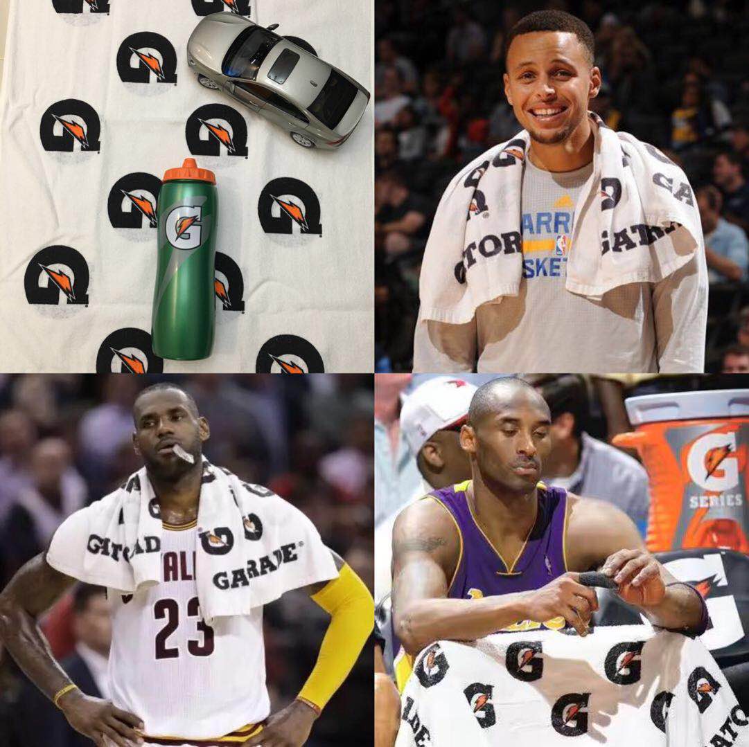 美国专柜正品NBA球员版Gatorade佳得乐运动篮球健身全棉毛巾 水壶