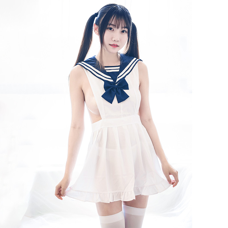 新款情趣内衣性感透视水手服睡裙网纱透明制服诱惑睡裙