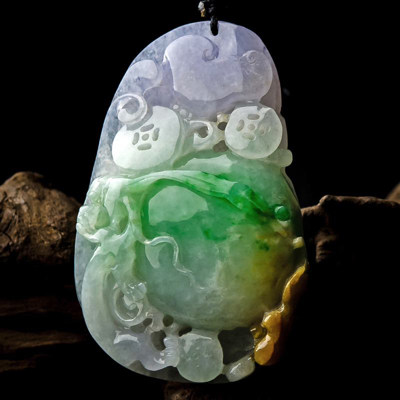 冰糯种三彩翡翠挂件28.2g(含绳)