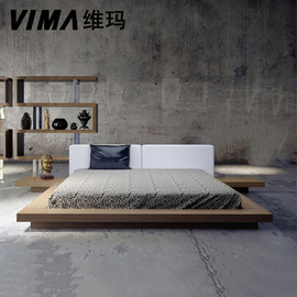 维玛现代简约卧室板式双人1.5/1.8米矮床板式床北欧榻榻米床定制