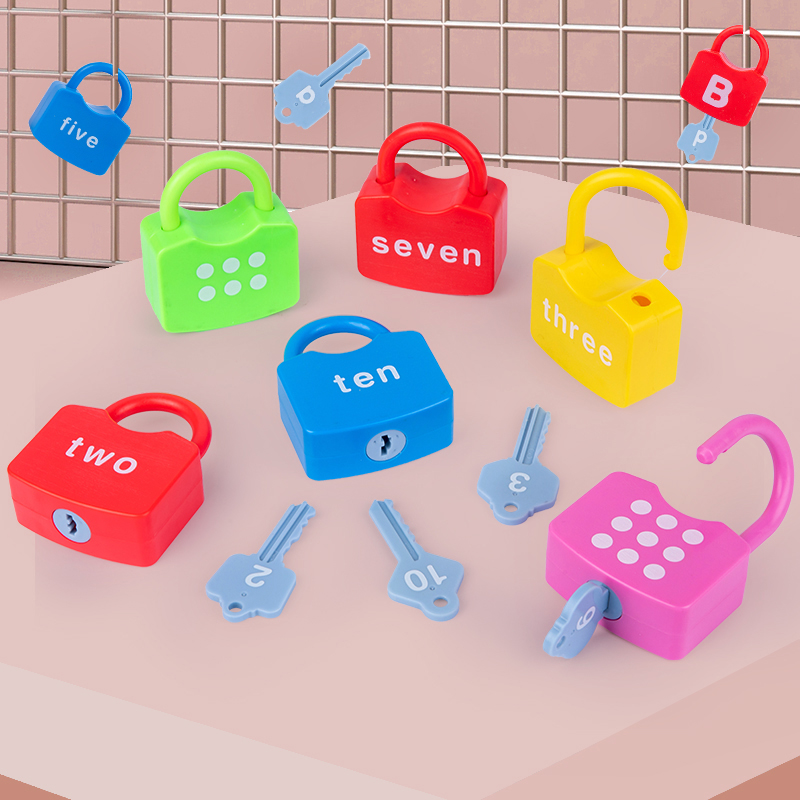 儿童开锁玩具蒙氏早教益智婴儿数字字母配对宝宝钥匙锁幼儿园教具