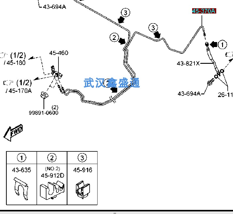 长安马自达 昂克塞拉 4S原厂后轮刹车制动铁管 后刹车铁管 制动管