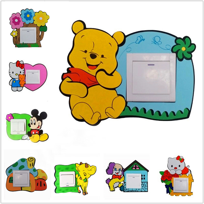 开关贴泡沫材质卡通小动物开关套装饰贴墙贴简约儿童房幼儿园布置