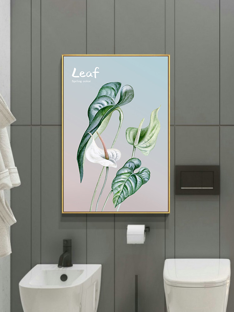 北欧风小清新绿植防水装饰画 厕所卫生间铝板壁画洗手间遮挡挂画