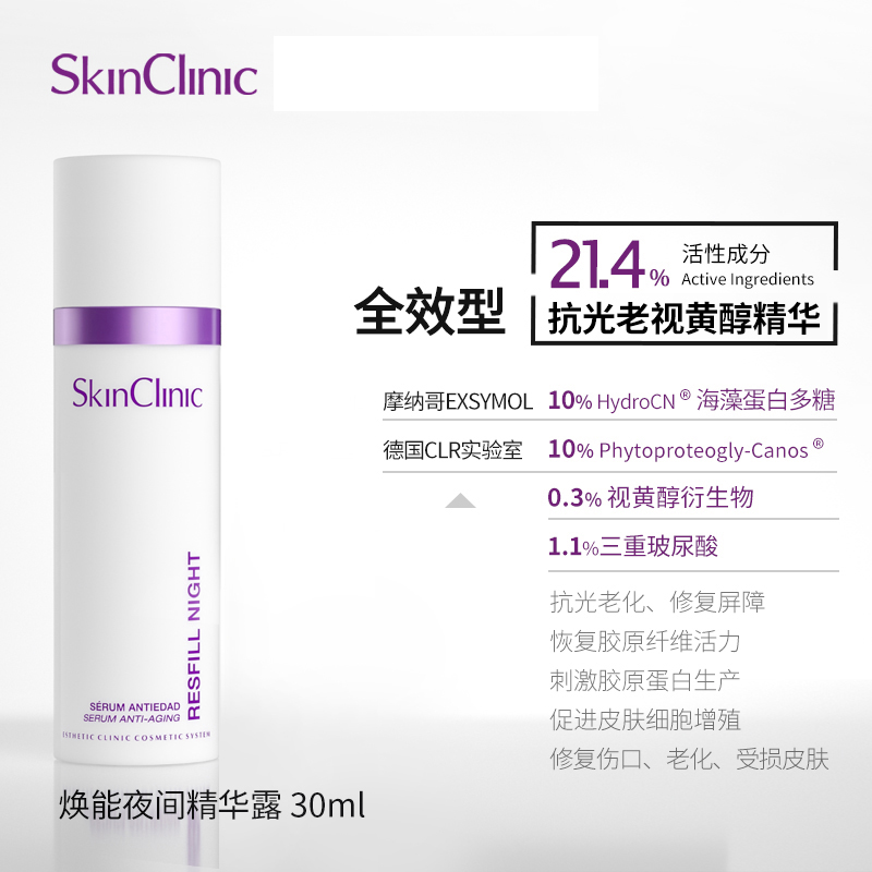 现货西班牙SkinClinice214视黄醇焕能夜间精华露维A醇抗氧