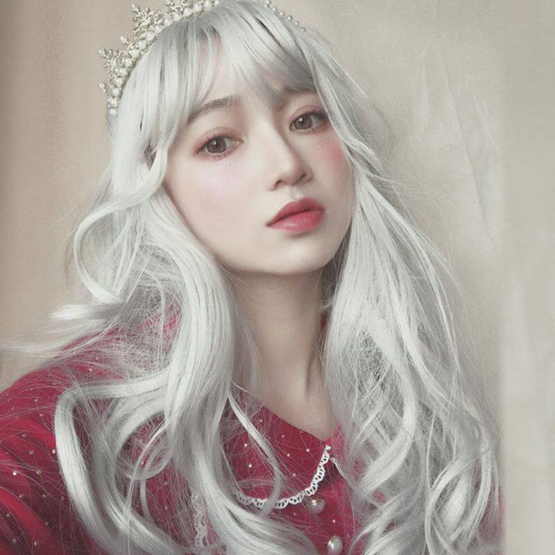 特价cos假发女 银白色_日韩动漫cos假发女长卷发男女万用银白色长发型