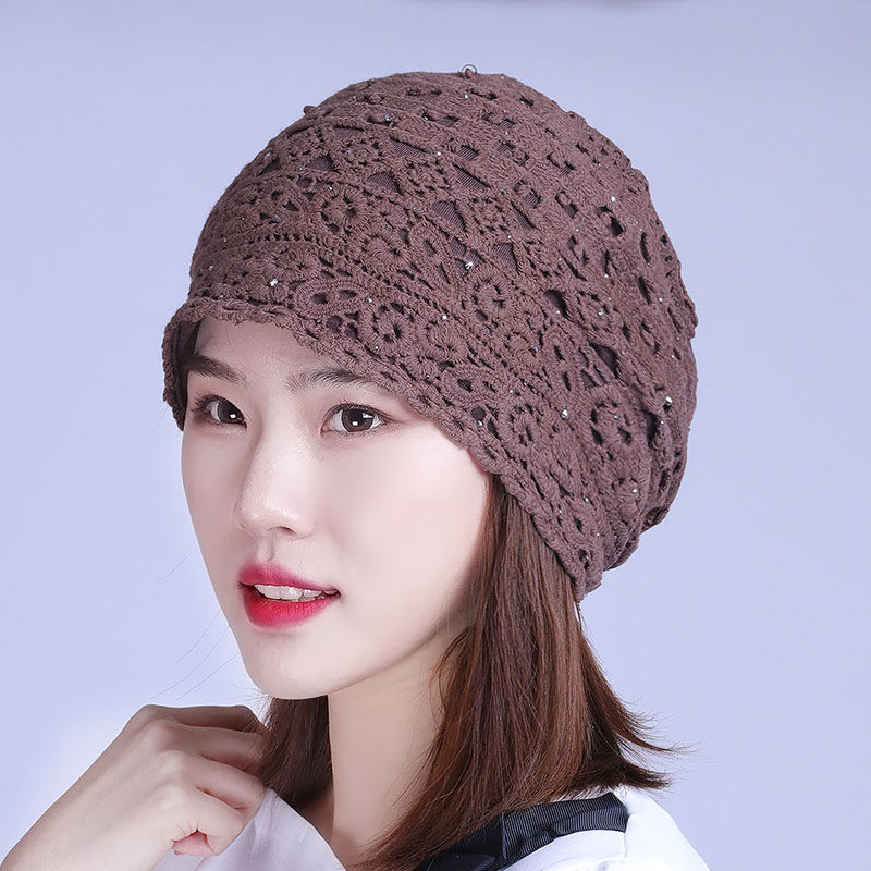 春季帽子女帽蕾丝帽口边多用堆堆帽扎马尾帽休闲帽气质护耳帽围脖