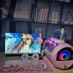 酷睿i510400F粉色直播电竞少女高配吃鸡游戏台式电脑主机组装全套