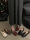 OKLEIBO 法式复古气质平底单鞋女2024春季新款方头T字带玛丽珍鞋