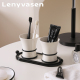 LENYVASEN 法式中古风浴室洗漱套装卫生间刷牙漱口杯陶瓷托盘套件