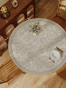 美式轻奢桌布大圆桌桌垫防水防油免洗高级感家用圆形小茶几台布