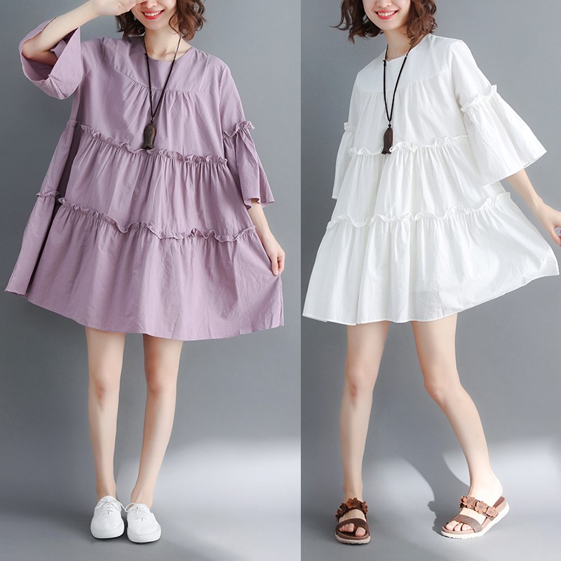 大碼女裝藏肉連衣裙女夏季2019新款胖mm韓版小清新a字娃娃裙顯瘦在類目 女裝/女士精品, 大碼女裝中 - 來自Buy2taobao.com提供專業的淘寶代購服務