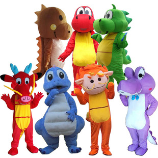 吉祥物恐龙人偶服装新年龙行走卡通公仔cos头套道具鳄鱼龙玩偶服
