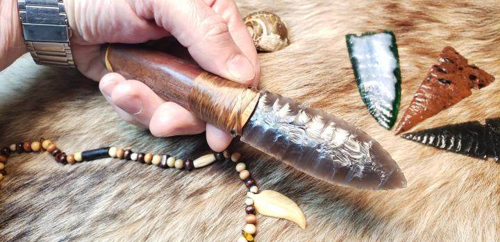 美国代购obsidian㊣ 手作华丽精致溪带状黑曜石仪式剑巫术工具——尖