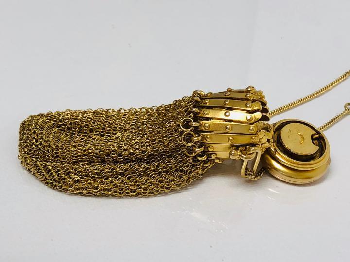 美国代购antique㊣ 古着维多利亚华丽优雅实心21k黄金网眼零钱包