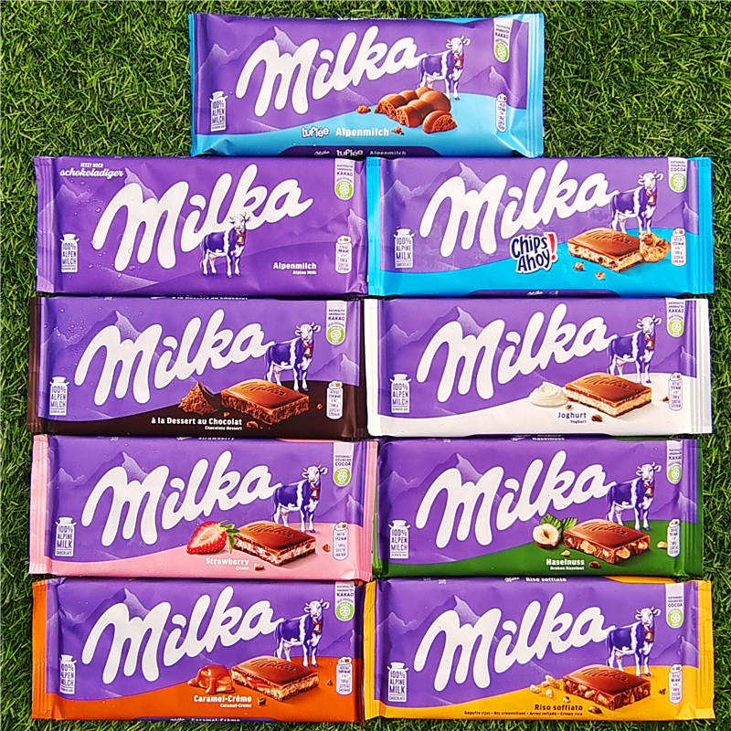 德国双色朱古力妙卡草莓酸奶夹心牛奶巧克力制品MILKA CHOCOLATE