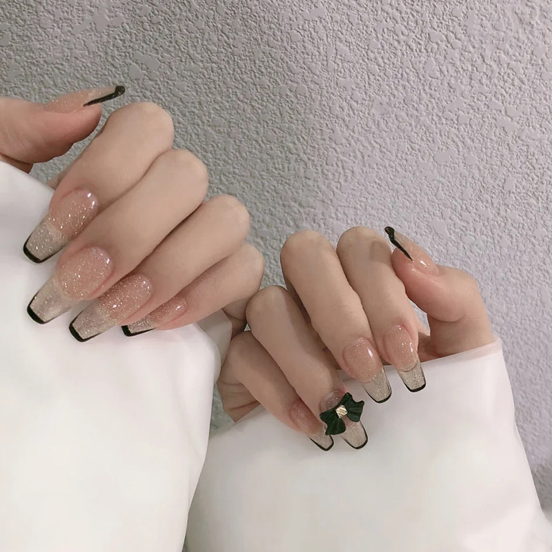 假指甲成品贴片手工定制美甲长款法式蝴蝶结美甲ins气质穿戴甲贴