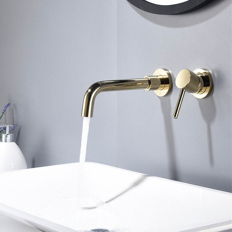 贝洛德德国全铜入墙式暗装金色冷热水龙头家用洗手盆洗面盆龙头