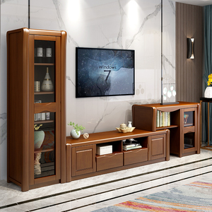 高低电视柜实木图片