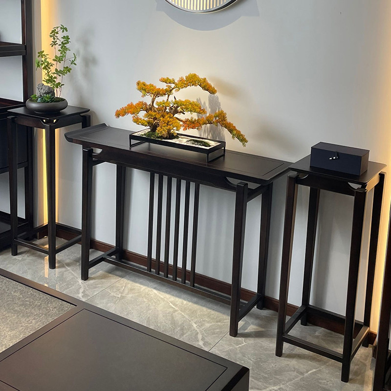 金丝檀木实木条案玄关桌新中式翘头案现代简约家用茶室玄关台供桌