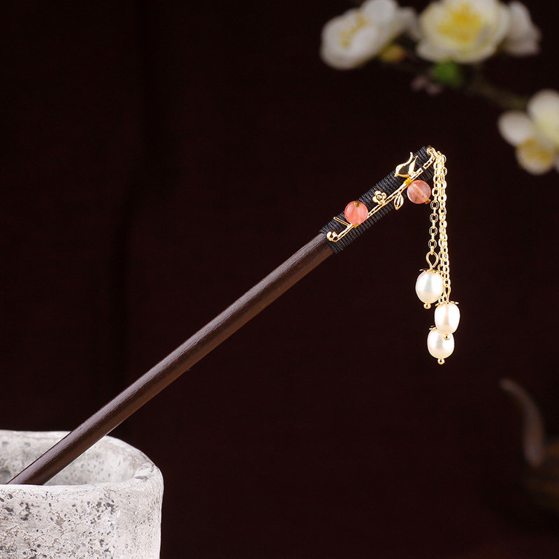 民饰族人步摇古风发簪女古典发饰流苏长木簪子中国风古装盘发头饰