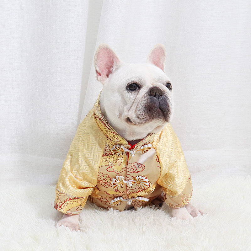 法斗狗狗衣服过年龙袍唐装斗牛犬巴哥年服恶霸胖狗新年装宠物冬装