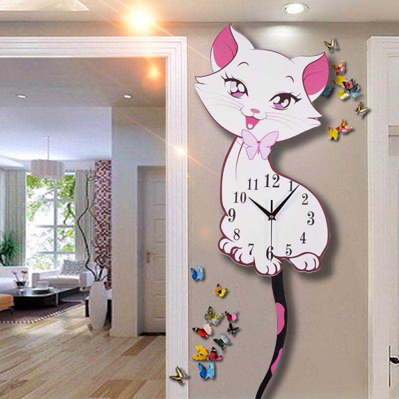 猫咪钟表挂钟挂表客厅创意个性现代装饰简约大气静音家用石英时钟