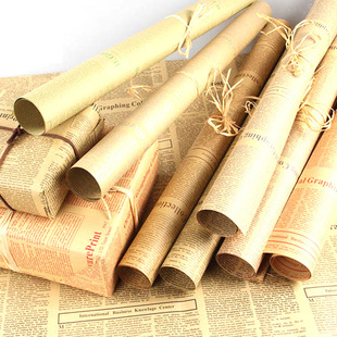 牛皮鲜花韩国包书纸书皮纸礼品礼物包装纸英文报纸纯色复古材料
