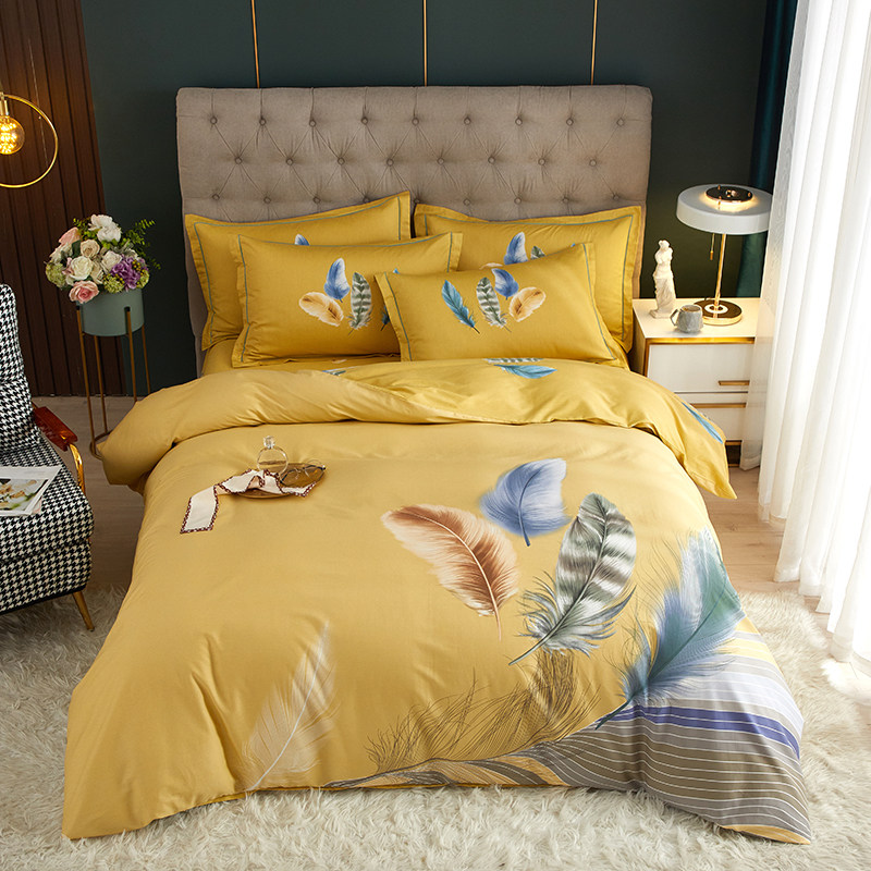 时尚全棉大版印花四件套被套床单枕套15米床18m纯棉床上用品