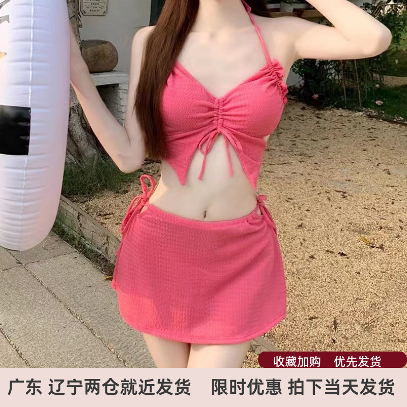 夏季泳衣女比基尼绑带露背显瘦聚拢性