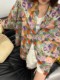 JVVSISTER法式复古彩色印花长袖衬衫女夏季休闲宽松设计感小众上