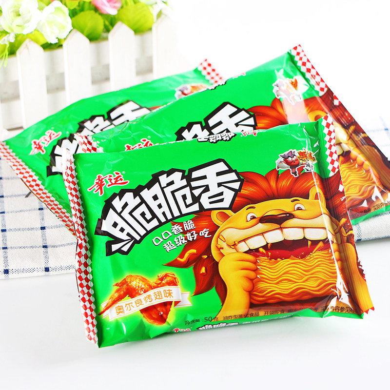 幸运脆脆香奥尔良烤翅味50g单袋品尝回忆方便面干脆面捏碎面泡面
