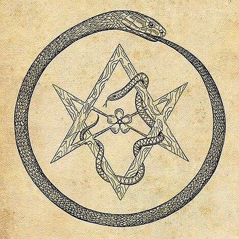 莲鱼山莲鱼山 人気ブド古老形符号神秘轮回之符衔尾蛇六芒星925纯银