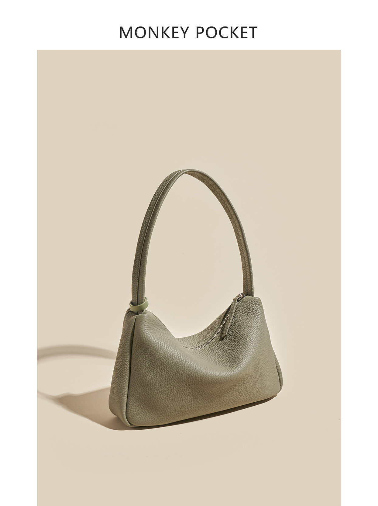 猴子家自制  2022秋冬新款女包 hobo腋下包头层牛皮法棍包单肩包