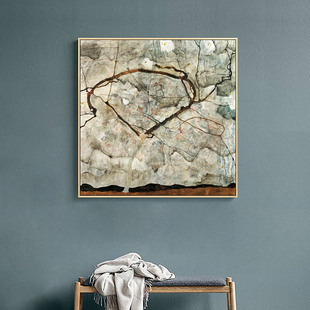 Egon Schiele席勒欧式客厅装饰画壁挂画方形风景挂画墙画抽象油画