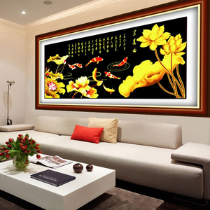 十字绣金色客厅图片