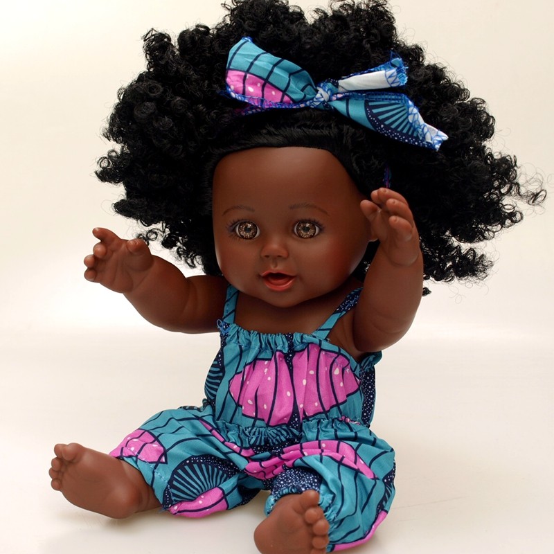 奈宝尼尔黑人非洲仿真娃娃女孩全胶过家家洋娃娃儿童玩具