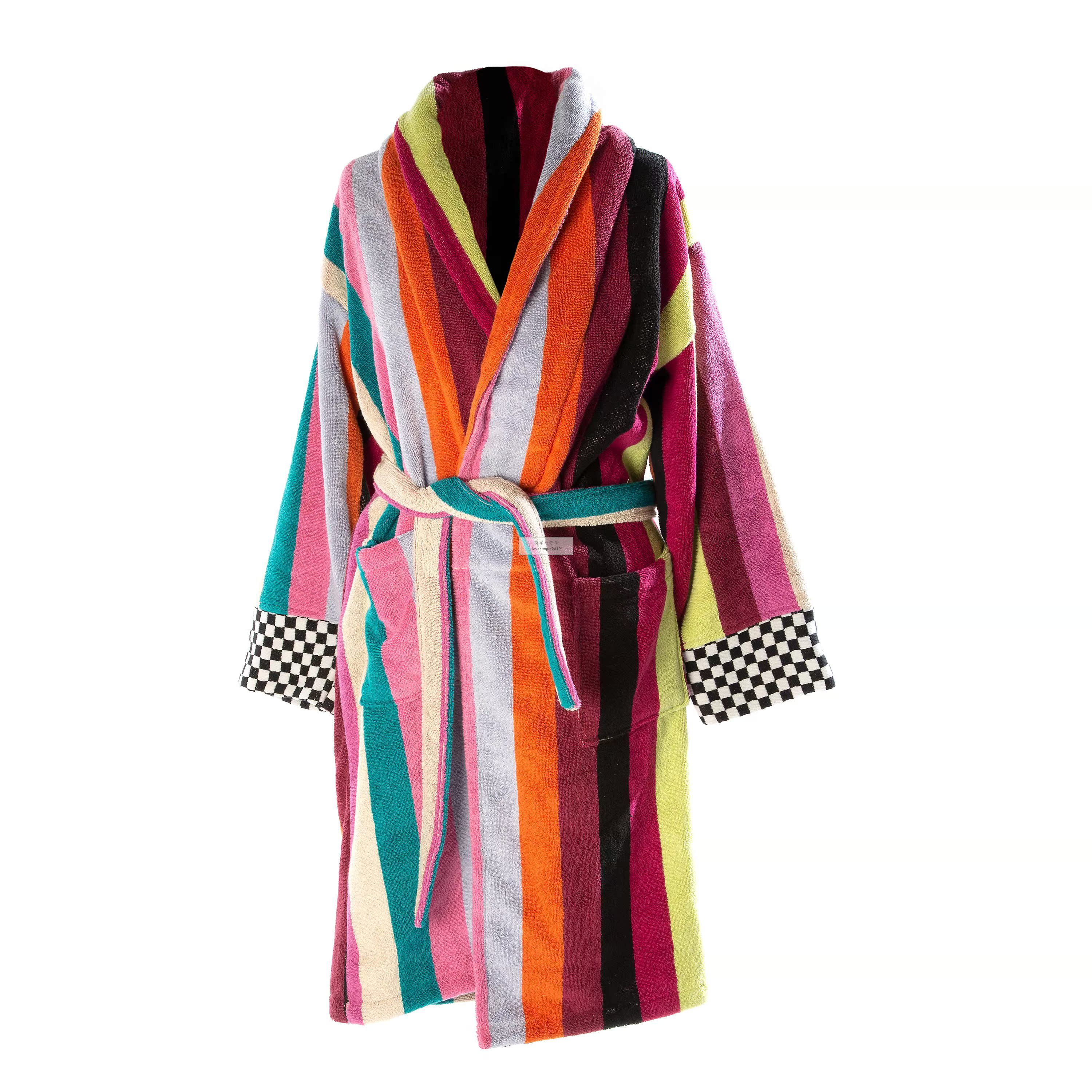 简单奢华ribbondot彩色条纹纯棉男女通用吸水浴裙