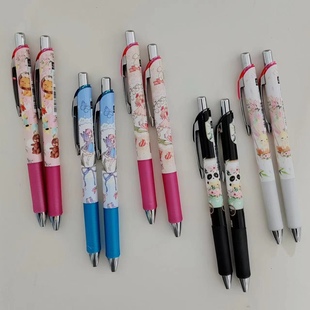 新款日本pentel派通花与星辰限定熊猫仙女兔兔黑色0.5mm中性笔