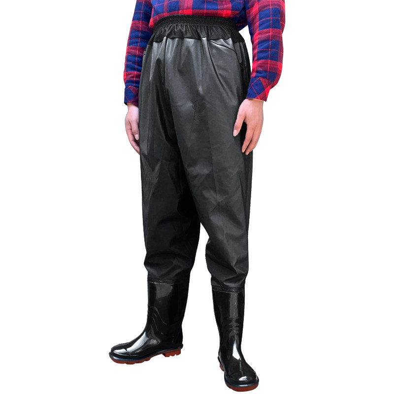 齐腰半身下水裤连体雨鞋过膝水鞋雨靴防水靴套鞋加长高筒胶鞋男女