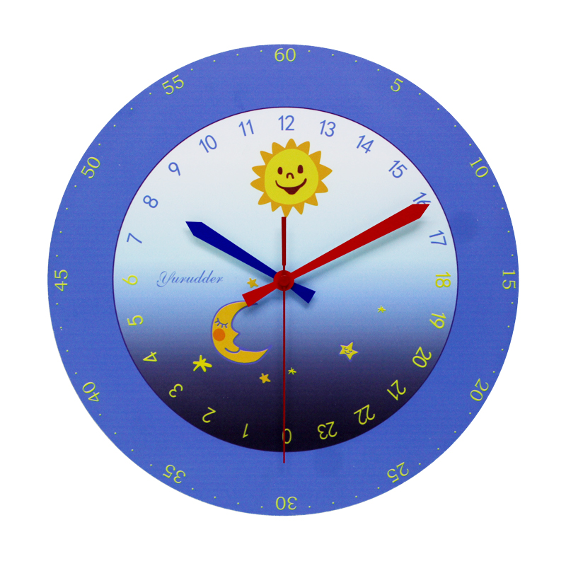 宇舵12英寸钟表简约现代24小时学生作息时间创意卡通儿童挂钟卧室