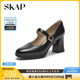 圣伽步SKAP秋季新款商场同款商务通勤女士粗高跟单鞋AES06CQ3