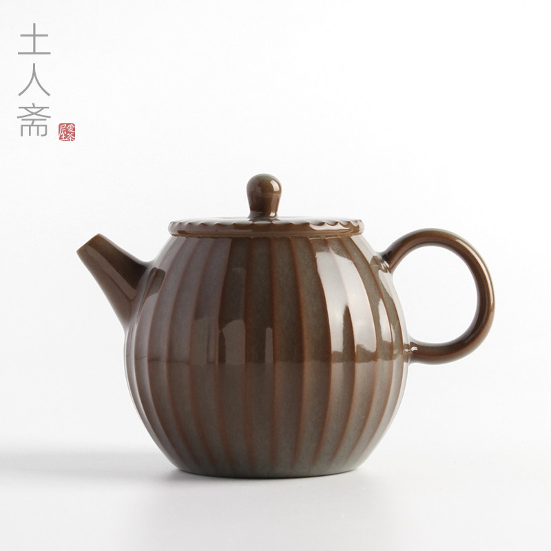 新品土人斋龙泉青瓷茶具儒雅凌泉壶筋纹球孔正把泡