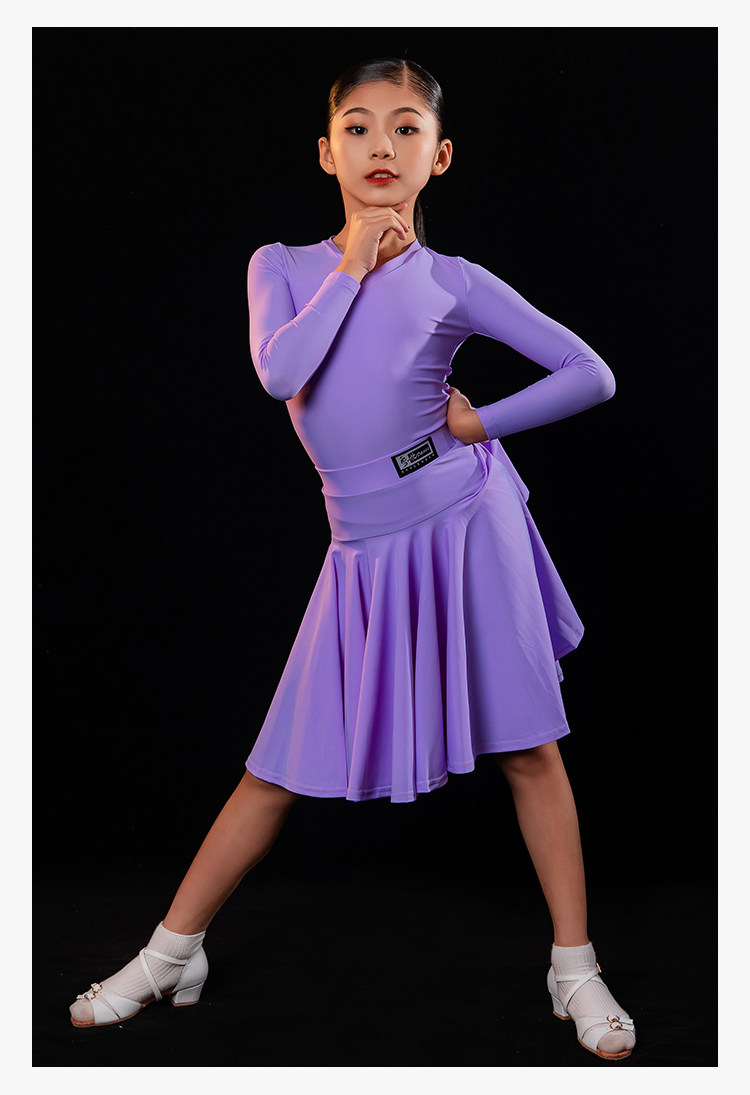 皇朝拉丁舞服装比赛规定服女童大裙摆套装儿童恰恰分体套装演出服