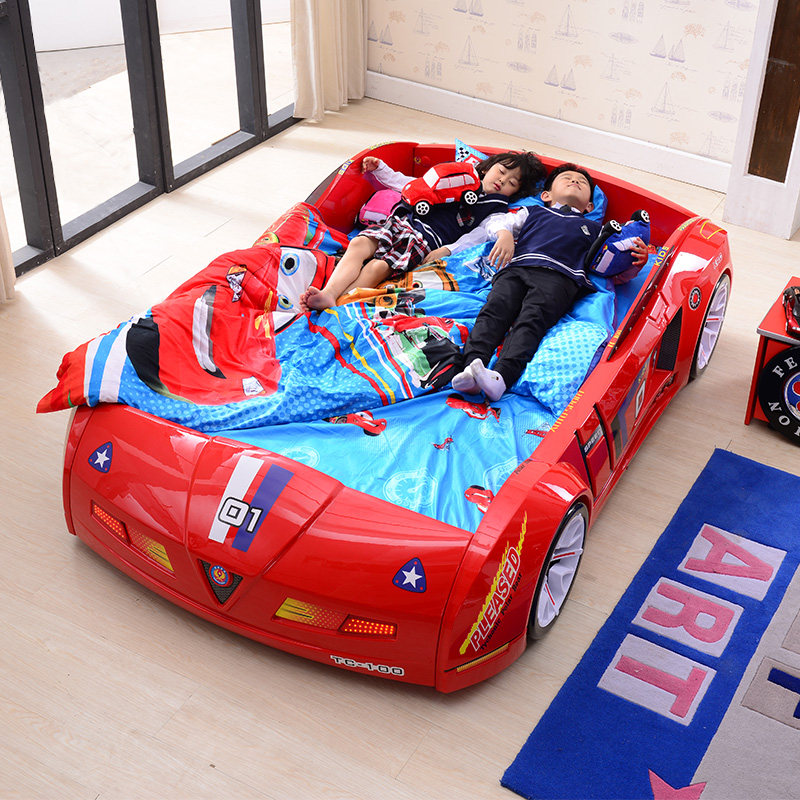 儿童汽车床男孩简约现代跑车赛车卡通造型小男童1.5米创意拼接1.