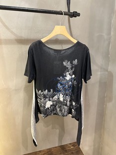 香港專櫃代購agnes b. 大领口宽松休闲短袖T恤  23春夏女裝