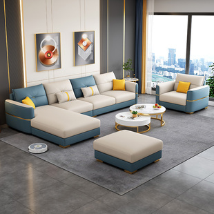 。新款北欧轻奢科技布沙发现代简约小户型客厅免洗乳胶高档布艺沙