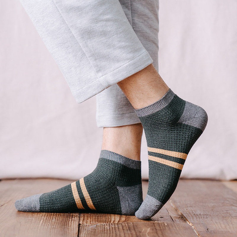 袜子男短袜ins潮流百搭低帮白色船袜纯棉春夏季防臭吸汗透气全棉-mc母