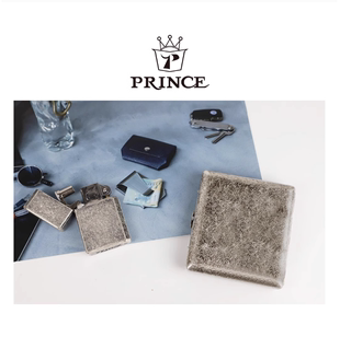 日本王子PRINCE烟盒20支/12支装银色拉丝铜超薄真皮便携男士烟盒